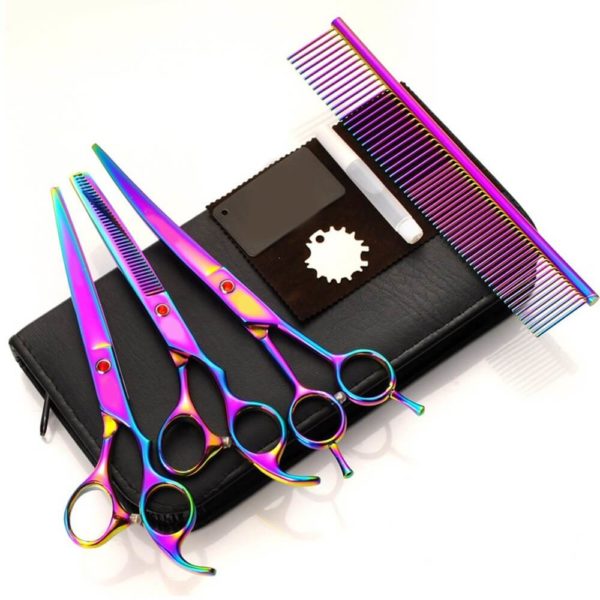 Hot-Sale-Pet-Hair-Cut-Colorful-Scissors-Clippers-Flat-Tooth-Cut-Pets-Beauty-Tools-Set-Kit